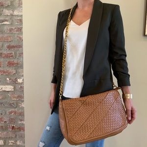 Tan crossbody bag with gold hardware